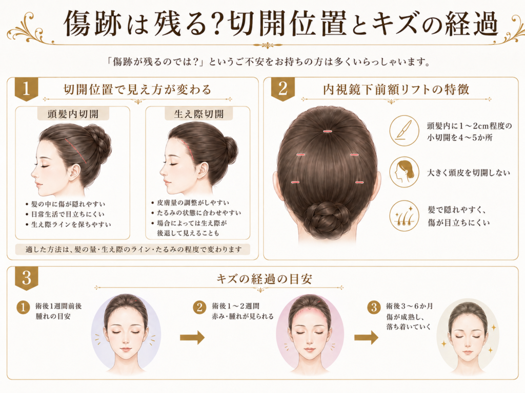 傷跡は残る?切開位置とキズの経過