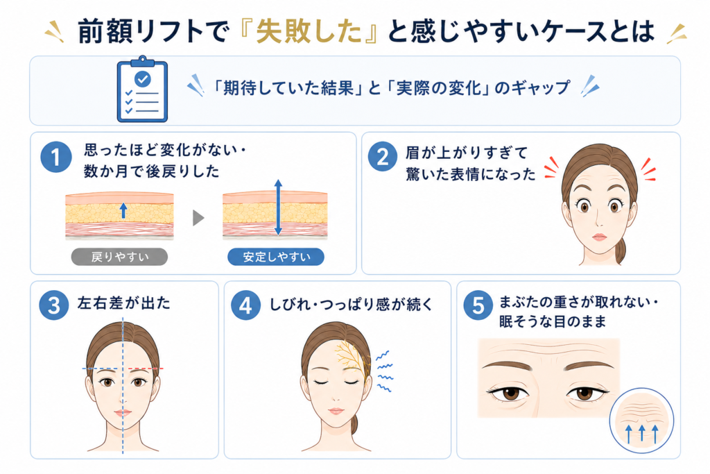前額リフトで「失敗した」と感じやすいケースとは