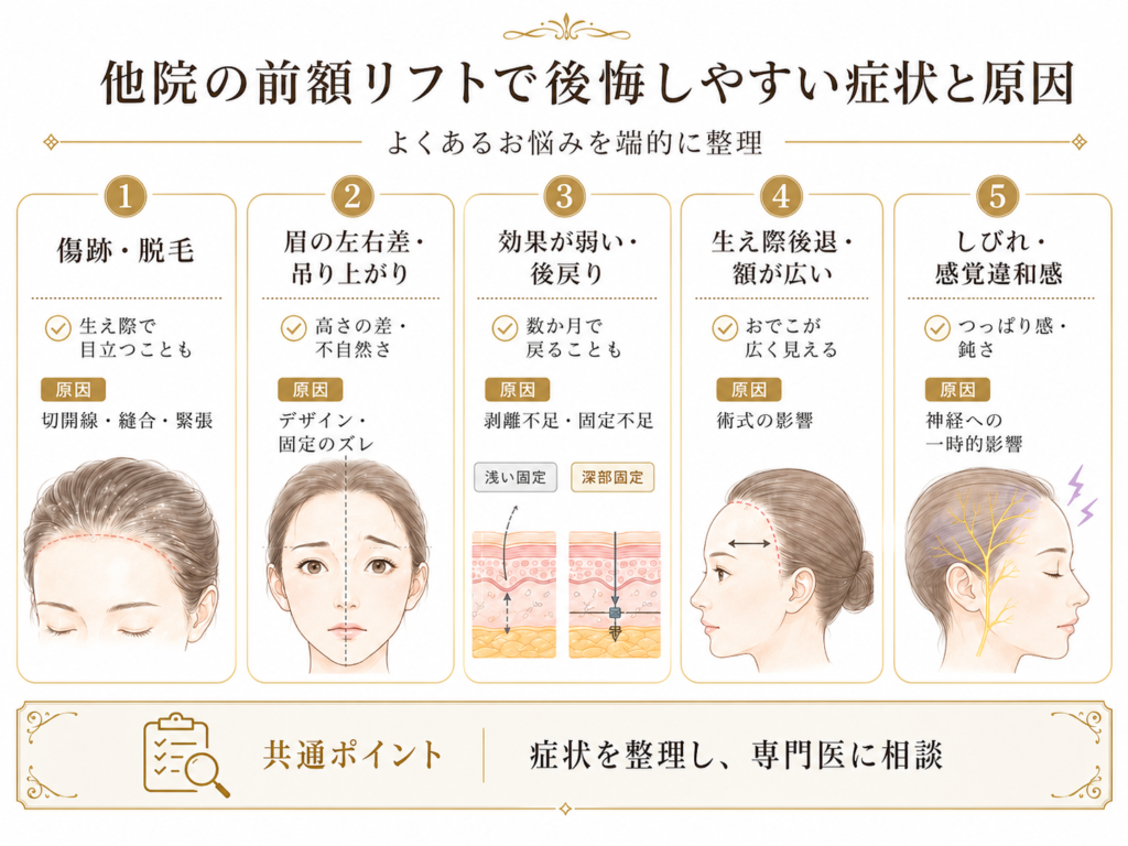 他院の前額リフトで後悔しやすい症状と原因